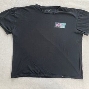 Quiksilver T-Shirt Mens XL Black Graphic Logo Surf Regular Fit Cotton